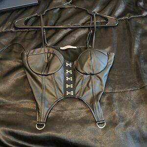 Black Corset Top with Hook Details